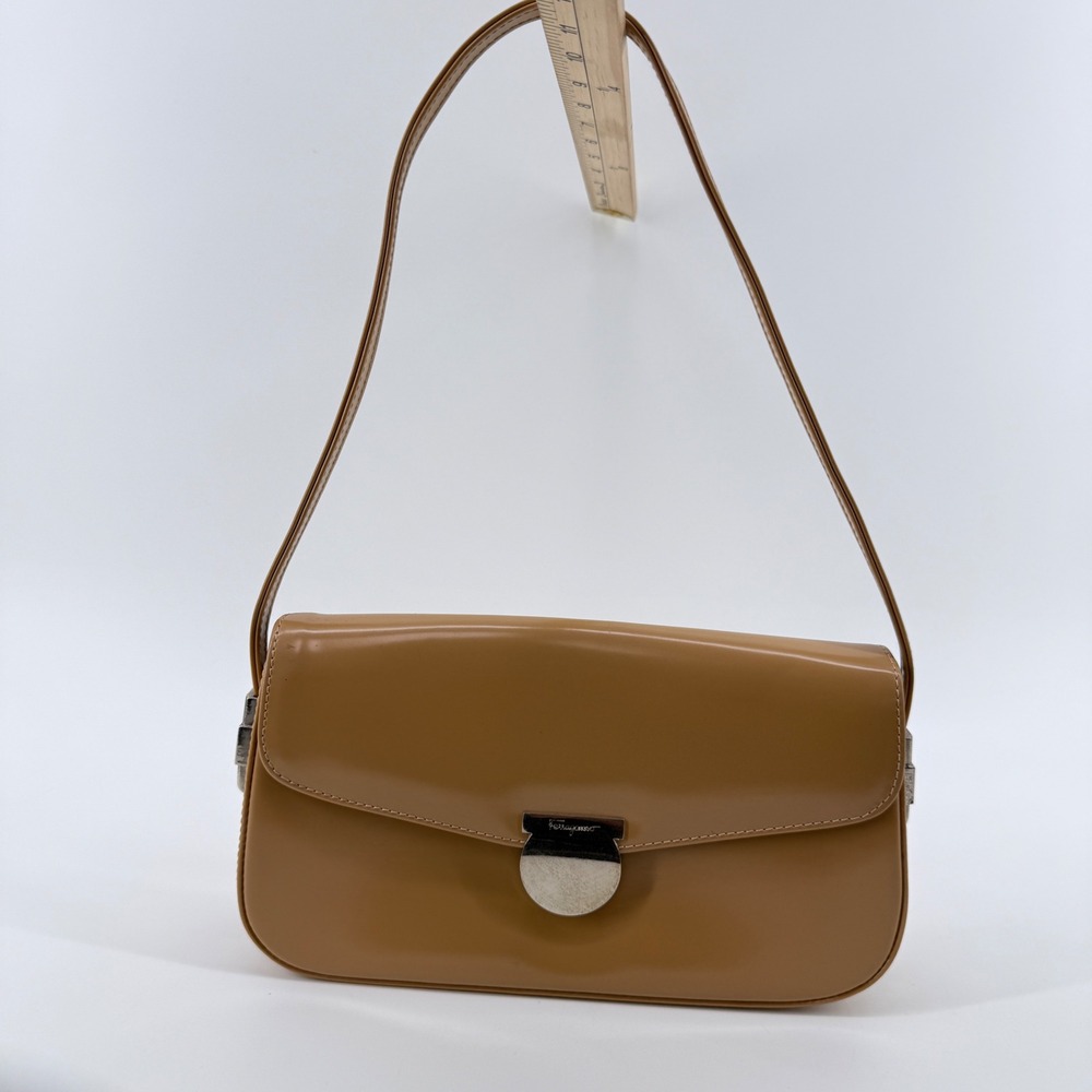 Salvatore Ferragamo Shoulder Bag Women Small Gancini Leather Tan Solid